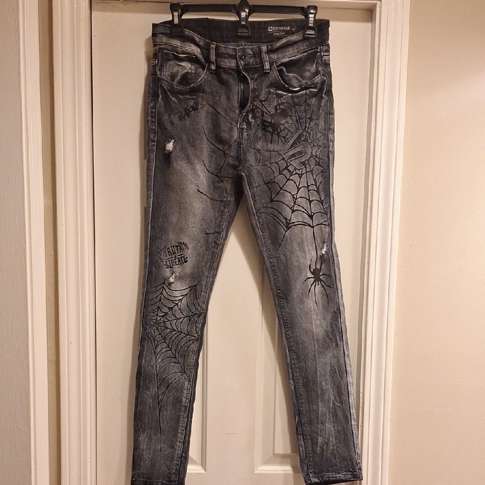 South Pole Gray Spider Web Jeans